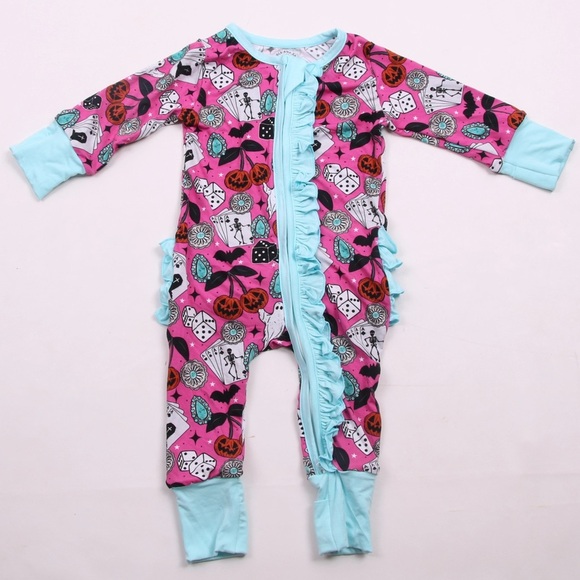 Saddleandsage Other - Saddleandsage Baby Girl Bamboo Zippy Pink Halloween